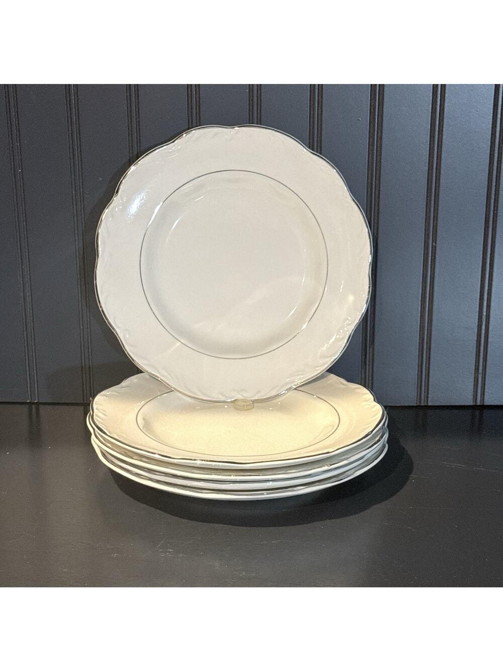 J &G Meakin STERLING COLONIAL English Ironstone Salad Plates Set Of 5 SILVER